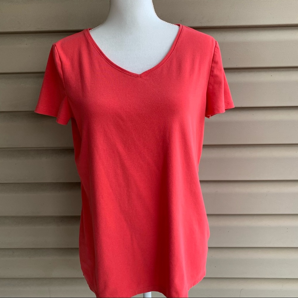 •Talbots• Short Sleeve Salmon Tee Shirt-Size Large